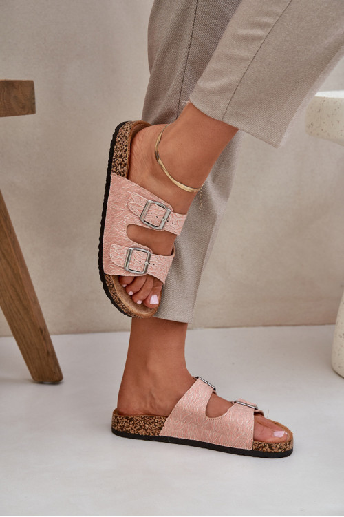 Audinys Flip-Flops su kamštiniais padais su sagtimis Pink Atera