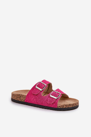 Medžiaginiai šlepetės su kamštiniu padu su sagtimis Fuchsia Atera 2