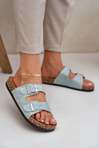 Audiniai Flip-Flops su kamštiniu padu su sagtimis Mint Atera