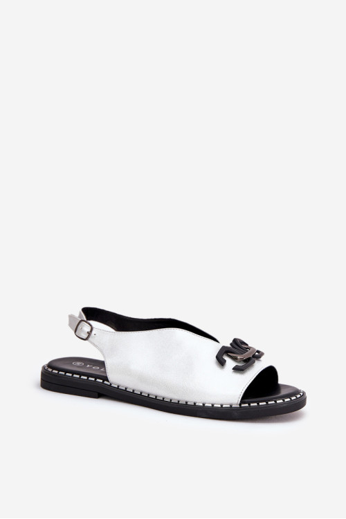 Plokštės basutės su puošmena Eco Leather Silver Tillireta