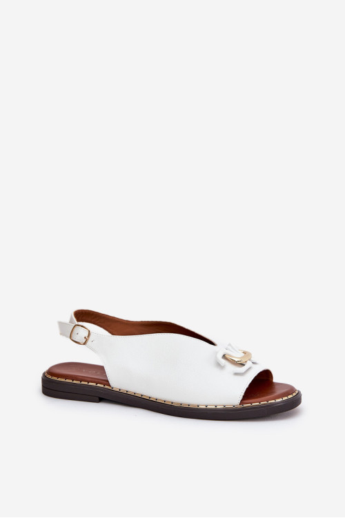 Plokščiakulniai sandalai su dekoracija Eco Leather White Tillireta