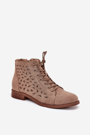 Žemi batai su ažūriniu raštu S.Barski HY51-185 Beige 2