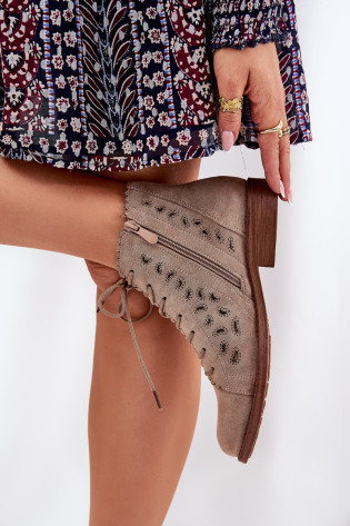 Žemi batai su ažūriniu raštu S.Barski HY51-185 Beige