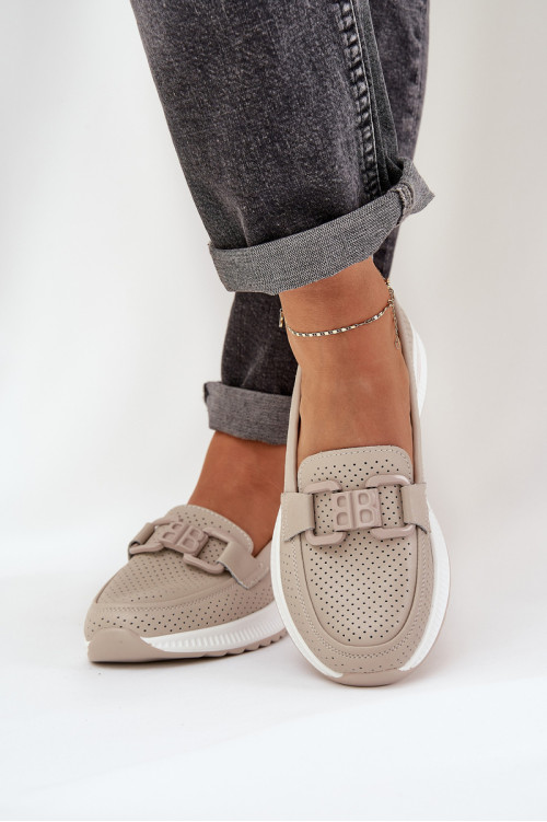 Moteriški odiniai platforminiai mokasinai S.Barski LR51-556 Beige