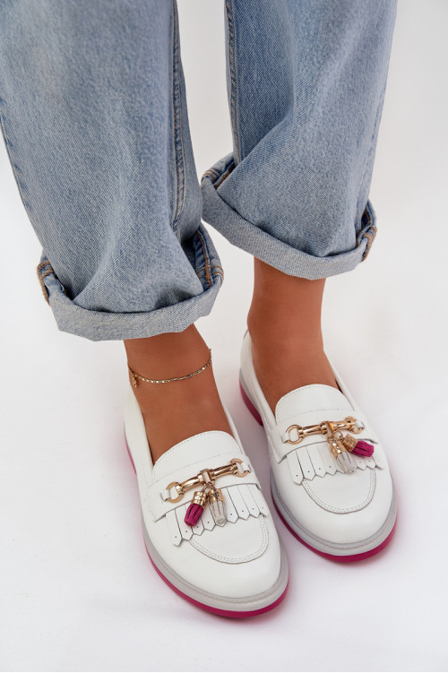 Odiniai Elegant Flat Loafers S.Barski LR51-768 Balta