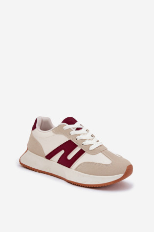 Moteriški sportiniai batai ant platformos Beige-Burgundy Emidi 2