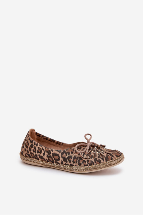 Zazoo 10179 Rudos Natūralios odos Leopard Plokščias Balerinos