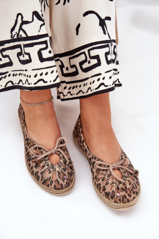 Zazoo 10179 Rudos Natūralios odos Leopard Plokščias Balerinos