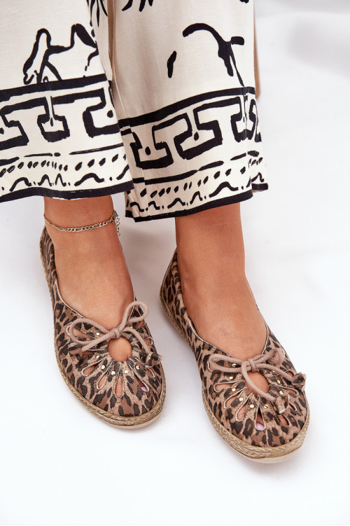 Zazoo 10179 Rudos Natūralios odos Leopard Plokščias Balerinos