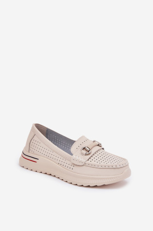 Ažūrinės balerinos iš natūralios odos Vinceza 95331 Beige 2