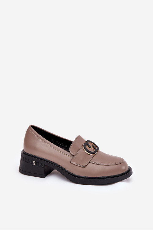 Odiniai aukštakulniai mokasinai Vinceza 18102 Beige