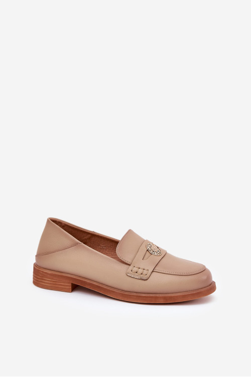 Elegantiški moteriški mokasinai, pagaminti iš natūralios odos Vinceza 18100 Beige