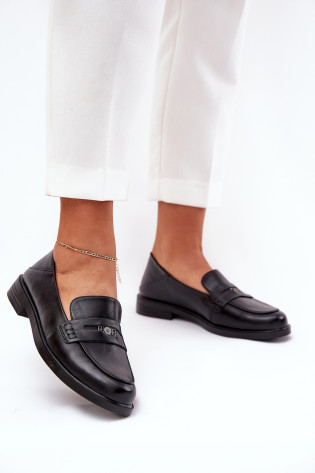 Elegantiški moteriški mokasinai, pagaminti iš natūralios odos Vinceza 18100 Black