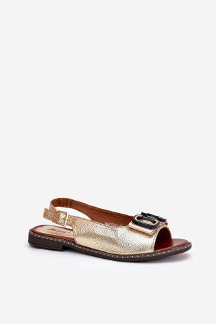 Plokšti sandalai su puošmena Eco Leather Gold Lilria 2