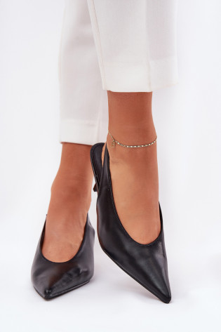 Open Heel Stiletto Eco Leather Black Aricandia