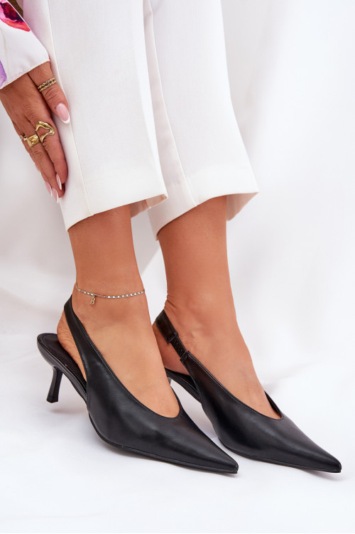 Open Heel Stiletto Eco Leather Black Aricandia