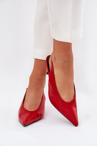 Open Heel Stiletto Eco Leather Red Aricandia 2