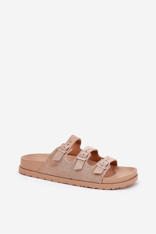 Moteriškos šlepetės su petnešėlėmis ir sagtimis Beige Uliri