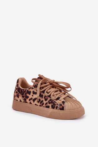 Moteriški sportbačiai su puošmena ant platformos Leopard Brown Eanneth 2