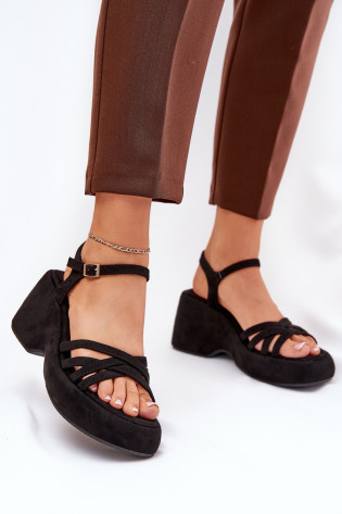 Platforminiai ir pleištiniai sandalai iš Eco Suede Black Nendal