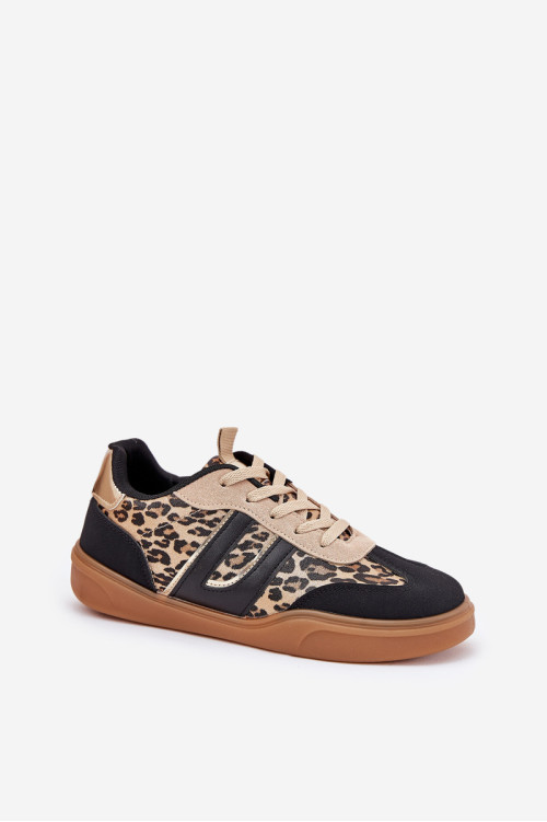 Moteriški sportbačiai, pagaminti iš ekologiškos odos Leopard Black Satylies