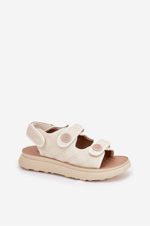 Moteriški sandalai su dekoratyvinėmis Velcro detalėmis Beige Zoliner