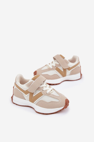 Vaikiški sportbačiai su Velcro Beige Tezzu