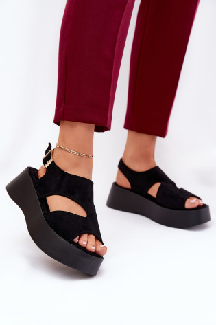 Moteriški sandalai ant platformos Eco Suede Black Karonia