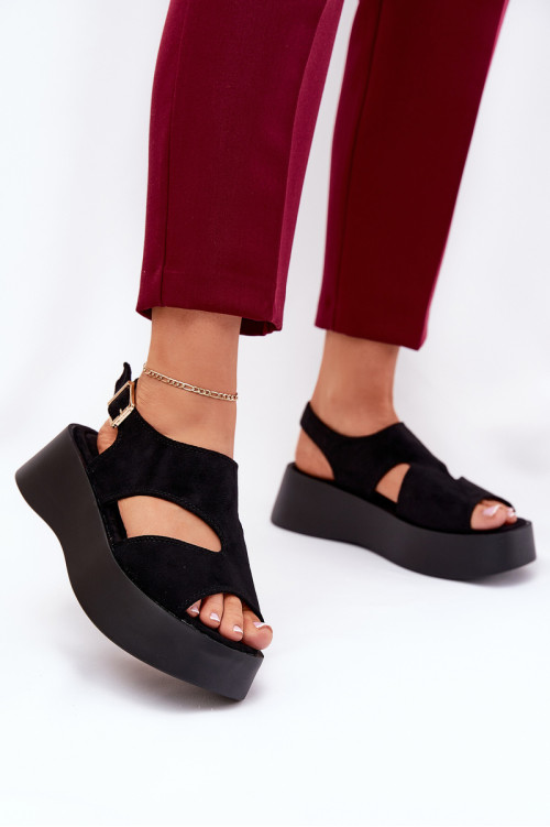 Moteriški sandalai ant platformos Eco Suede Black Karonia