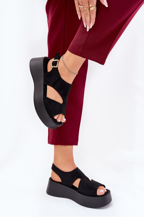 Moteriški sandalai ant platformos Eco Suede Black Karonia