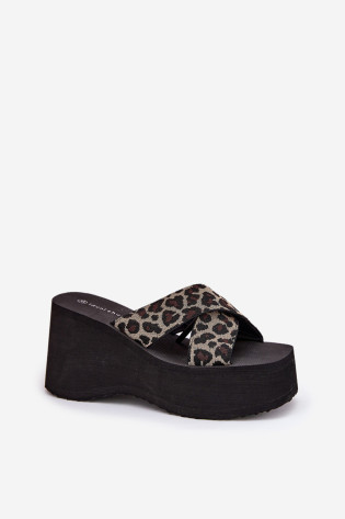 Moteriškos pleištinės ir platforminės šlepetės Panther Black Sevolee 2