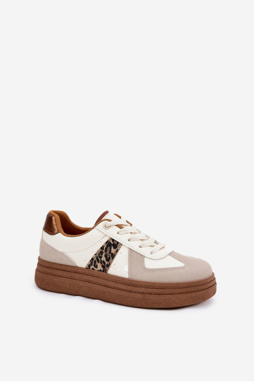 Moteriški sportbačiai ant platformos Leopard Beige Lincidi