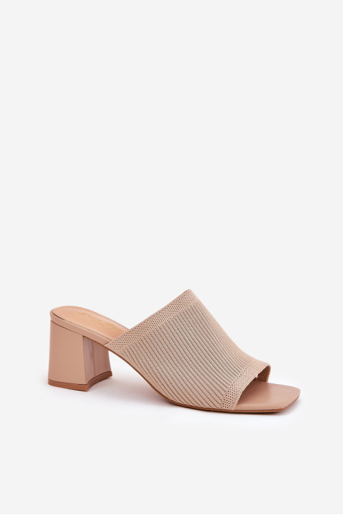 Moteriškos šlepetės su kulnais Type Block Beige Wenilan