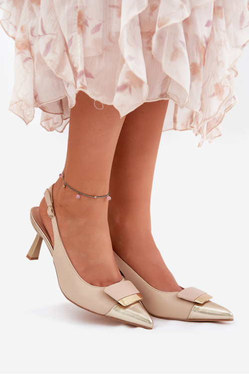 Elegantiški kulniukai su dekoracija Eco Leather Beige Ottoles
