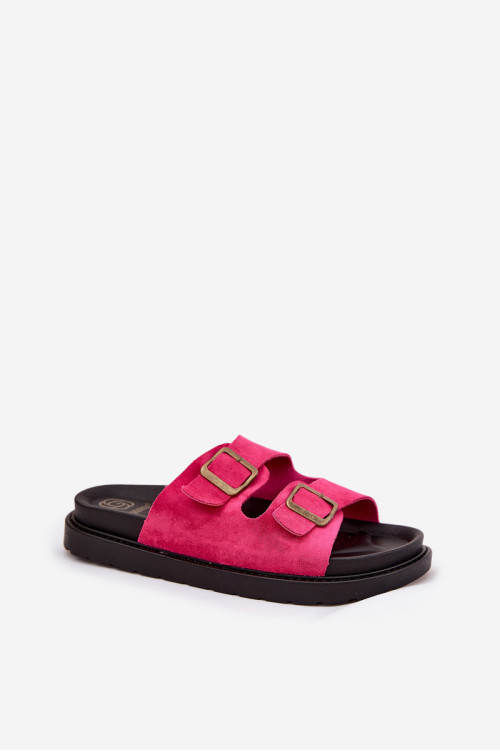 Moteriškos platformos šlepetės su sagtimis Fuchsia Simbes