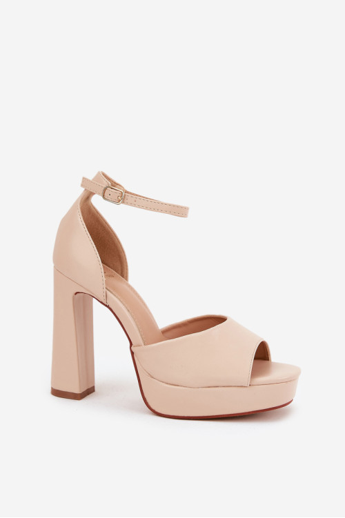 Moteriški sandalai ant kulno ir platformos Eco Leather Beige Lomman