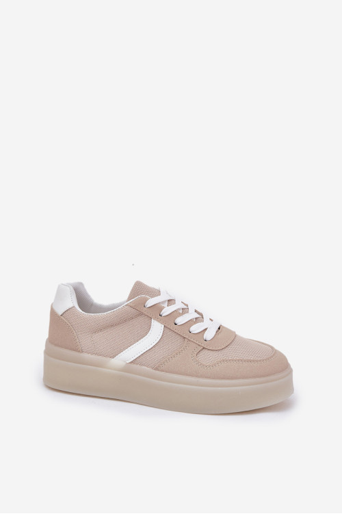 Žemi moteriški sportbačiai ant platformos Beige Telmira