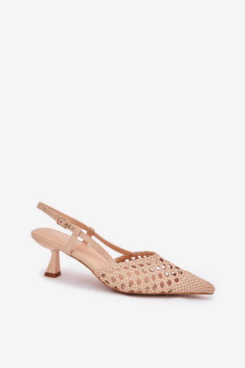 Smailus pirštas atviras kulnas Stilettos Beige Umirana