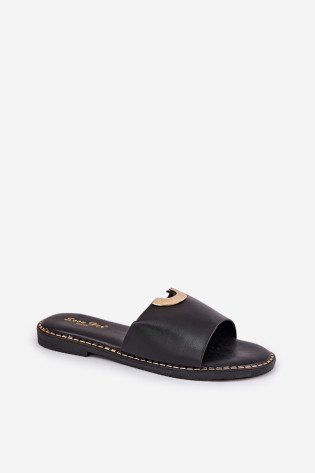 Moteriškos „Flip-Flops“ ekologiškos odos su dekoratyvinėmis detalėmis juodas „Mevith“. 2