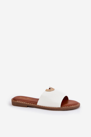 Moteriškos „Flip-Flops“ ekologiškos odos su dekoratyvinėmis detalėmis baltas „Mevith“. 2