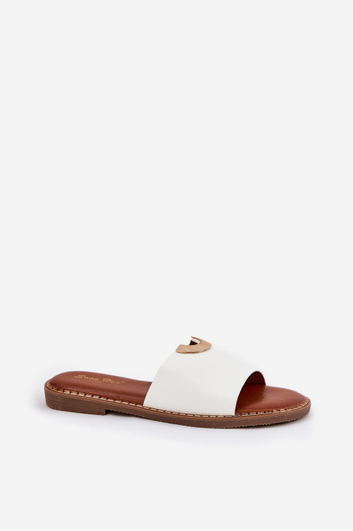 Moteriškos „Flip-Flops“ ekologiškos odos su dekoratyvinėmis detalėmis baltas „Mevith“.