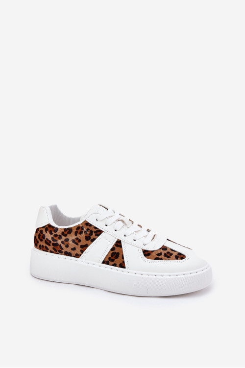 Moteriški leopardiniai sportbačiai ant platformos White Nativira
