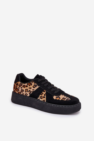 Moteriški „Leopard“ sportbačiai ant platformos, juodi „Nativira“. 2