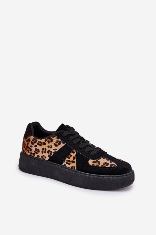 Moteriški „Leopard“ sportbačiai ant platformos, juodi „Nativira“.