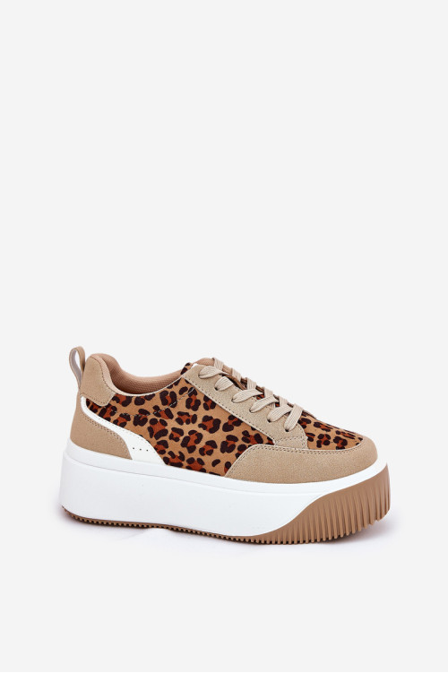 Moteriški sportbačiai ant didžiulės platformos Leopard Beige Tamorniel
