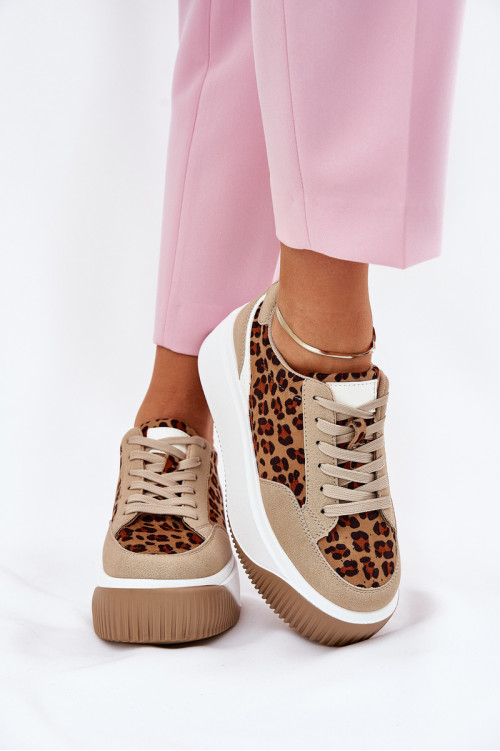 Moteriški sportbačiai ant didžiulės platformos Leopard Beige Tamorniel