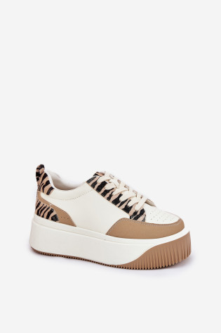 Moteriški sportbačiai ant didžiulės platformos Zebra Beige Tamorniel 2