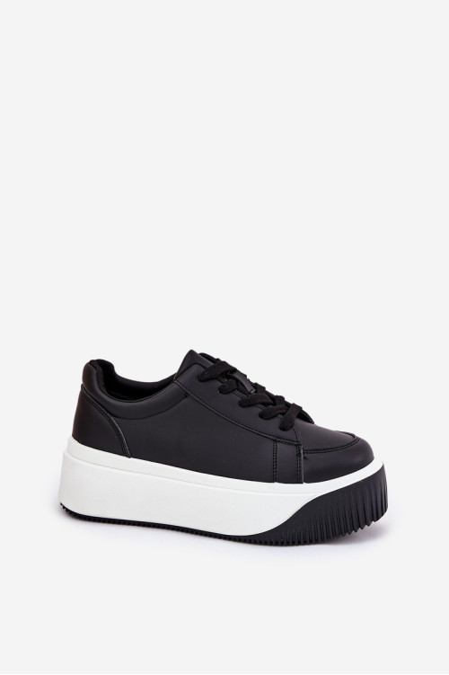 Sneakers On A Massive Platform Smooth Black Tirvanis