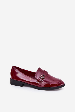 Lakinės odos moteriški mokasinai su dekoratyvine sagtimi Burgundy Mollan 2