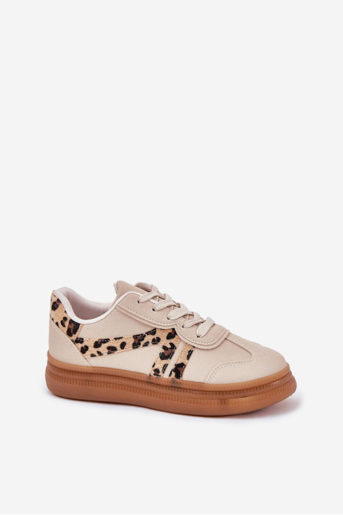 Moteriški sportbačiai ant platformos Leopard Beige Totter